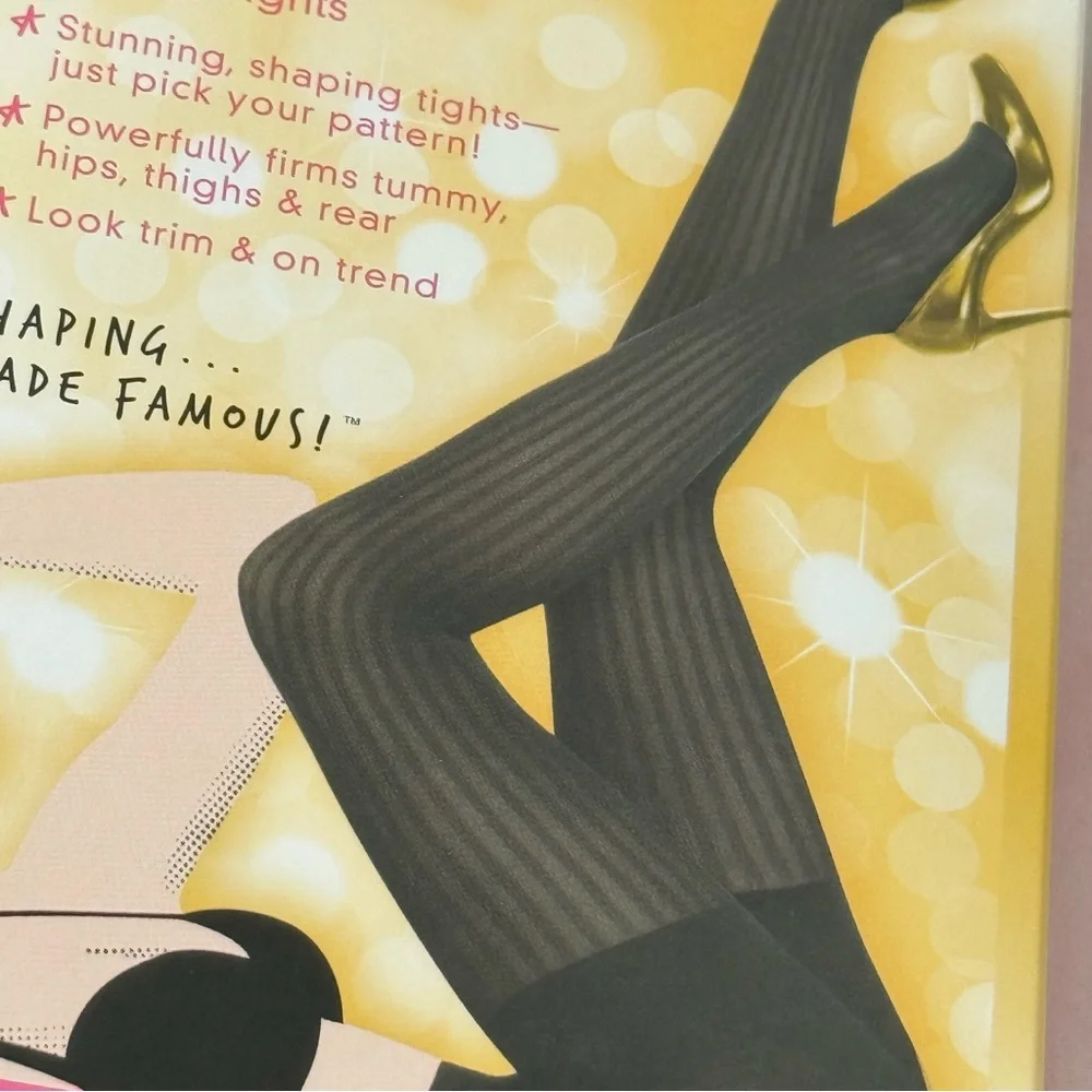 SPANX Star Power by Spanx Women's Ribbed Row Shaping Tights Black Size C New